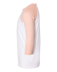 BELLA + CANVAS Youth Three-Quarter Sleeve Baseball Tee - 3200Y - White/ Heather Peach