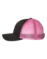 Richardson Low Pro Trucker Cap - 115 - Black/ Neon Pink