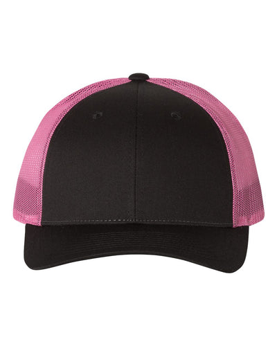 Richardson Low Pro Trucker Cap - 115 - Black/ Neon Pink