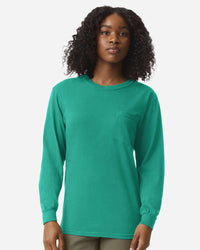 Comfort Colors Unisex Garment-Dyed Heavyweight Long Sleeve Pocket T-Shirt - 4410 - Island Green