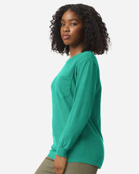 Comfort Colors Unisex Garment-Dyed Heavyweight Long Sleeve Pocket T-Shirt - 4410 - Island Green