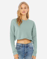 BELLA + CANVAS Women's Crop Fleece Crewneck Sweatshirt - 7503 - Dusty Blue