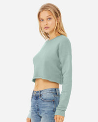 BELLA + CANVAS Women's Crop Fleece Crewneck Sweatshirt - 7503 - Dusty Blue