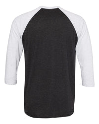 Next Level Unisex Triblend Three-Quarter Raglan T-Shirt - 6051 - Heather White/ Vintage Black
