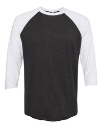 Next Level Unisex Triblend Three-Quarter Raglan T-Shirt - 6051 - Heather White/ Vintage Black
