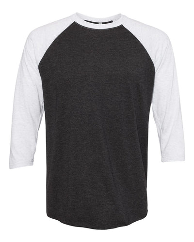 Next Level Unisex Triblend Three-Quarter Raglan T-Shirt - 6051 - Heather White/ Vintage Black