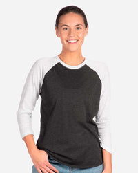 Next Level Unisex Triblend Three-Quarter Raglan T-Shirt - 6051 - Heather White/ Vintage Black