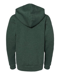 BELLA + CANVAS Youth Sponge Fleece Full-Zip Hoodie Sweatshirt - 3739Y - Heather Forest