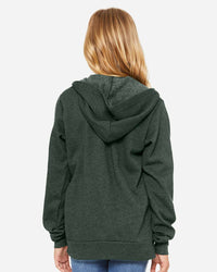 BELLA + CANVAS Youth Sponge Fleece Full-Zip Hoodie Sweatshirt - 3739Y - Heather Forest