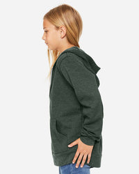 BELLA + CANVAS Youth Sponge Fleece Full-Zip Hoodie Sweatshirt - 3739Y - Heather Forest