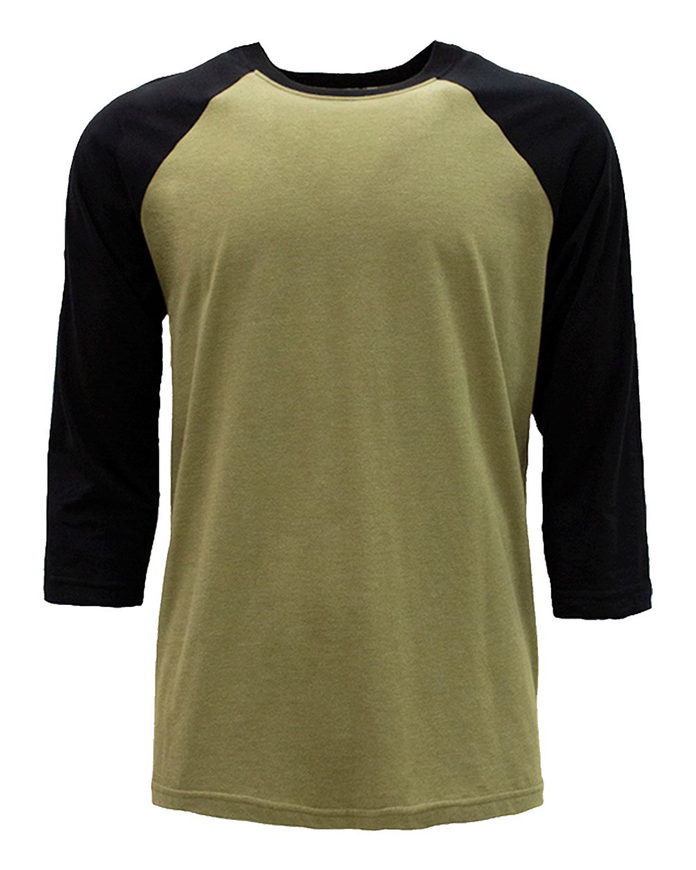 Next Level Unisex CVC Three-Quarter Sleeve Raglan T-Shirt - 6251 - Black/ Olive