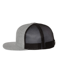 Richardson Wool Blend Flat Bill Trucker Cap - 511 - Heather Grey/ Black