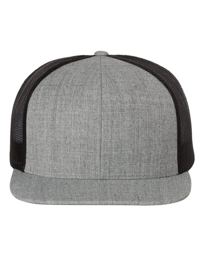 Richardson Wool Blend Flat Bill Trucker Cap - 511 - Heather Grey/ Black