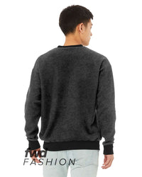 BELLA + CANVAS Unisex FWD Fashion Sueded Drop Shoulder Crewneck Sweatshirt - 3345 - Black Heather