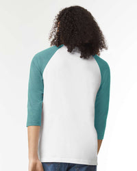 American Apparel Unisex CVC Three-Quarter Sleeve Tee - 2003CVC - White/Heather Arctic