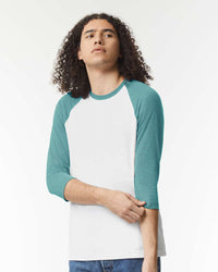 American Apparel Unisex CVC Three-Quarter Sleeve Tee - 2003CVC - White/Heather Arctic