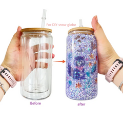 16oz Snowglobe glass tumbler