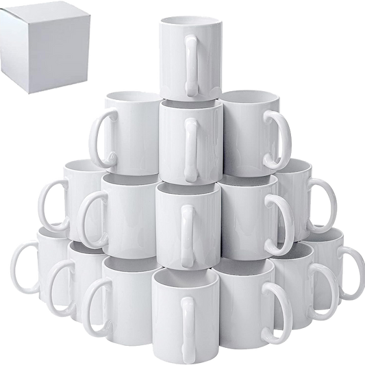 Case of 36 11 oz. White Sublimatable Ceramic Mug with White Box