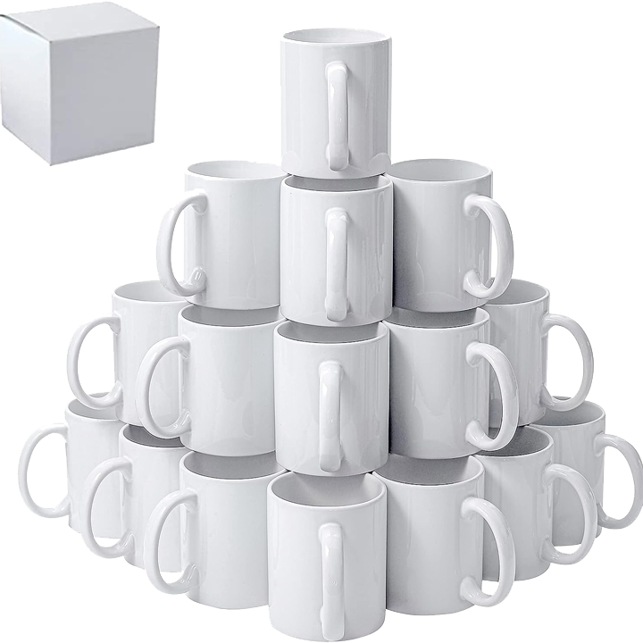 Case of 36 11 oz. White Sublimatable Ceramic Mug with White Box