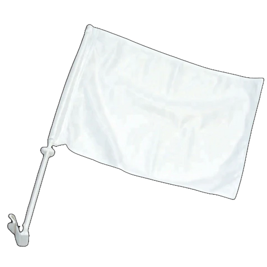 12" x 8" White Sublimatable Car Flag with Pole