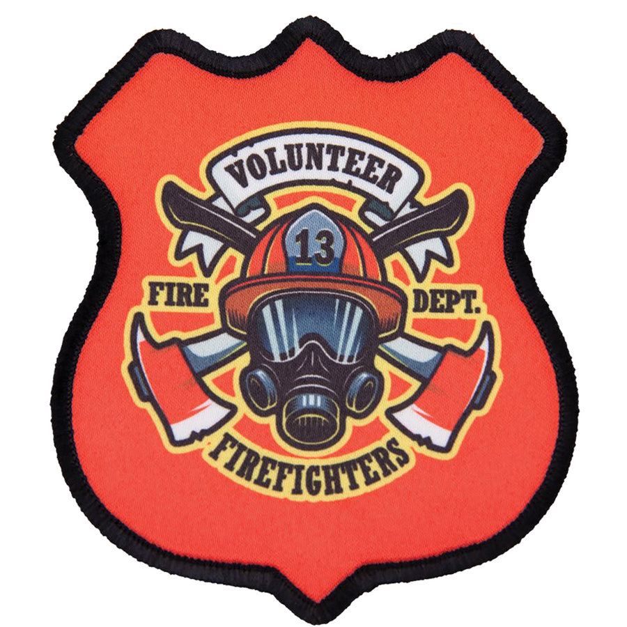 3" x 3 1/2" 4-Point Shield Sublimatable Patch with Adhesive & Black Border