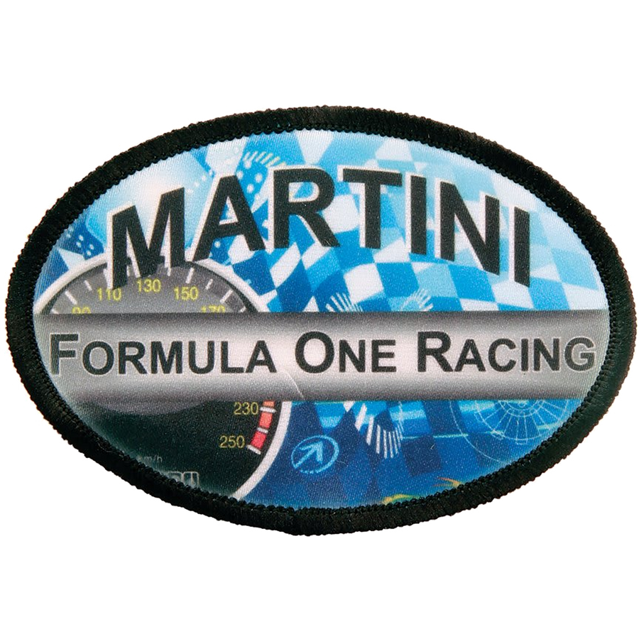 3" x 2" Oval Sublimatable Patch with Adhesive & Black Border