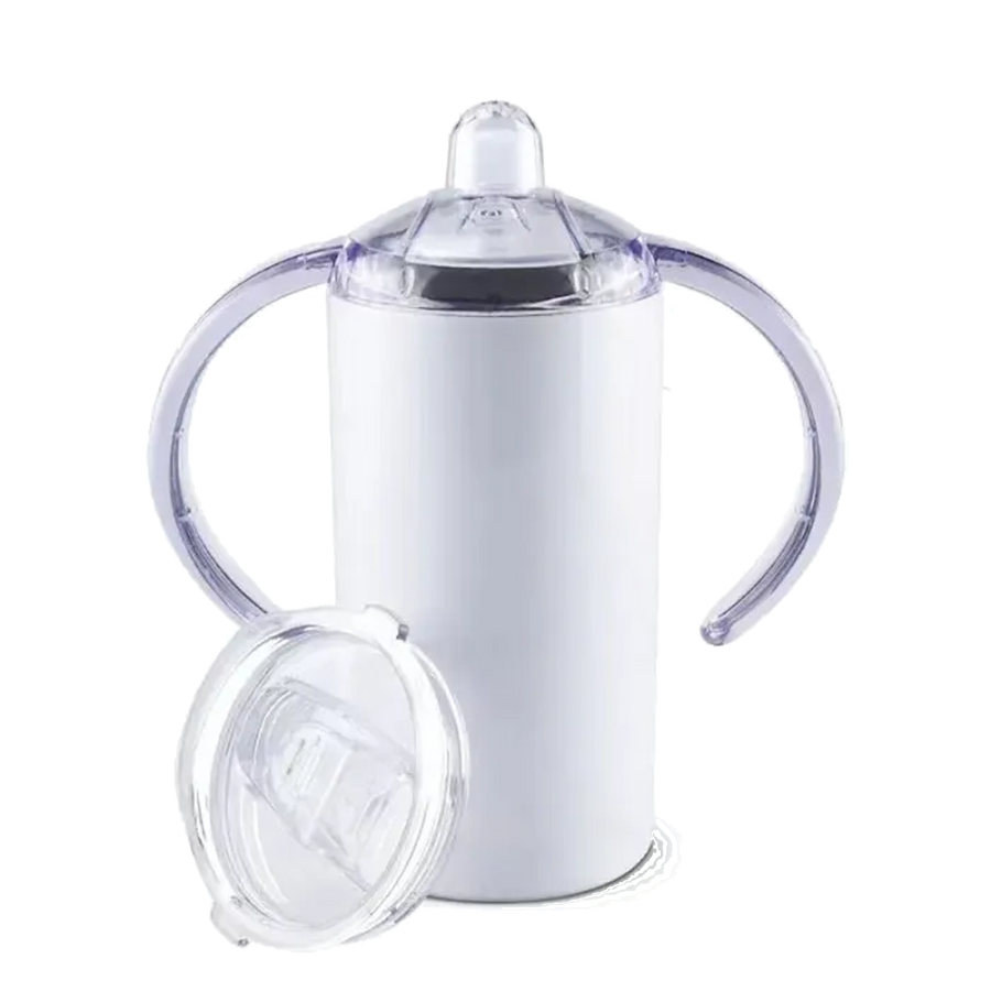 12 oz sublimation straight sippy cup with dual lid