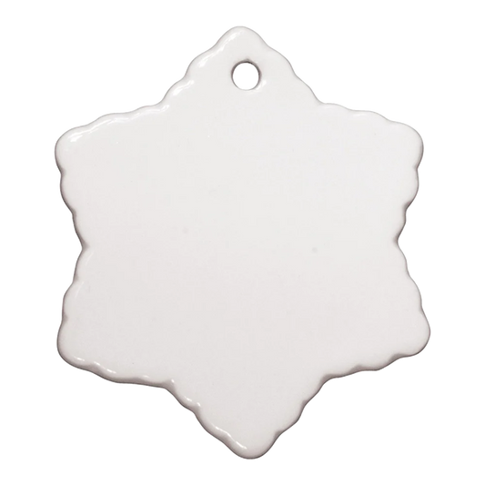 3" Snowflake Sublimation Ceramic Ornament with Hole
