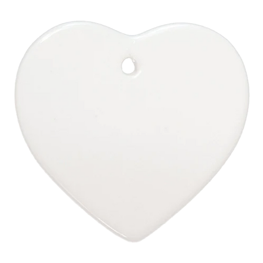 3" Heart Sublimation Ceramic Ornament with Hole