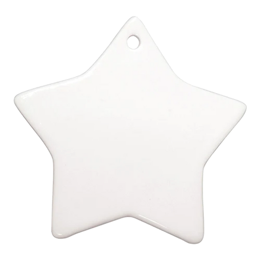 3" Star Sublimation Ceramic Ornament with Hole