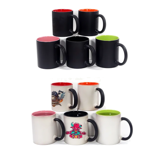11oz sublimation hot water color inside colorful changing ceramic mug