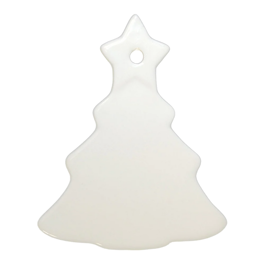 4" Christmas Tree Sublimation Ceramic Ornament with Hole
